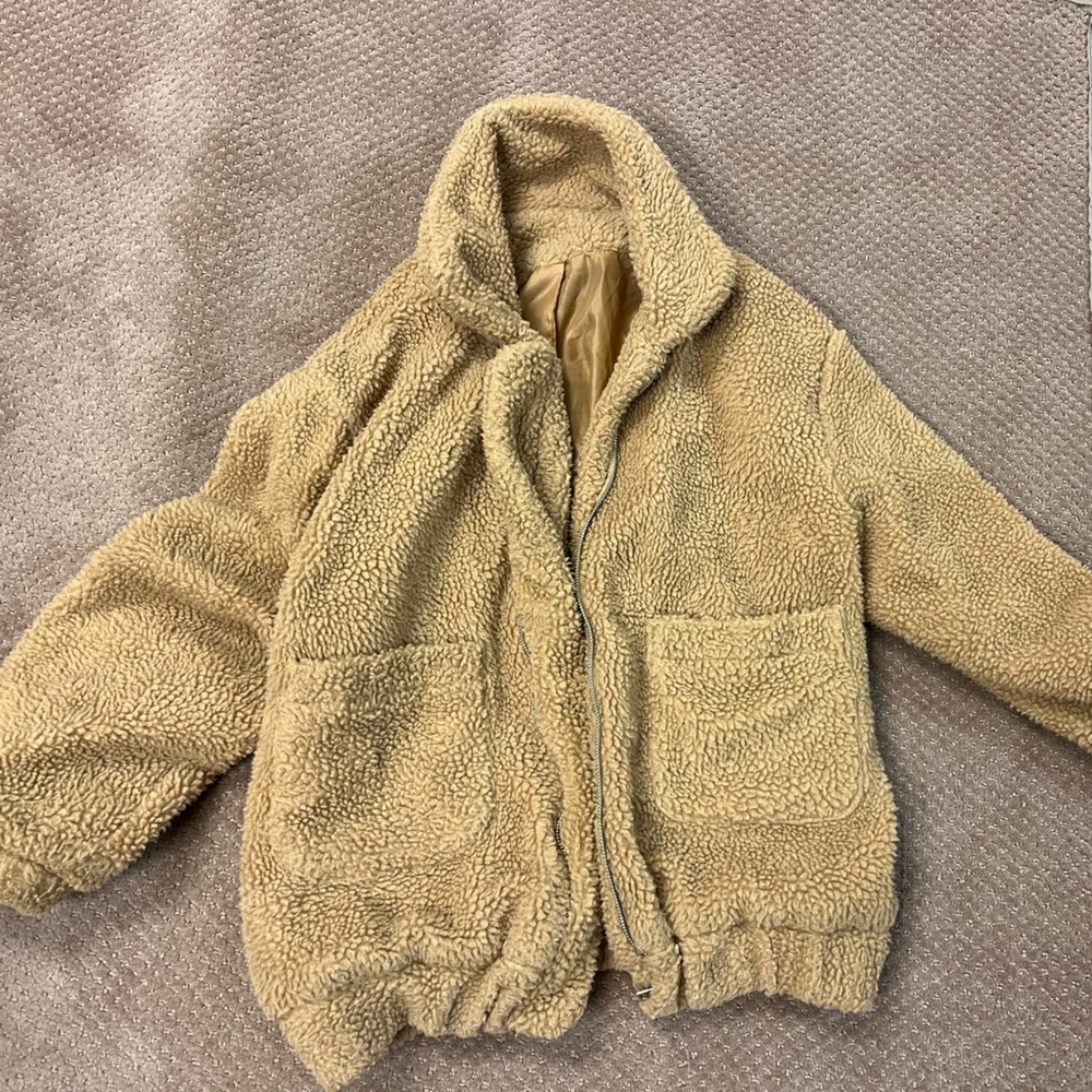 ZAFUL Women's Short Teddy Coat Fuzzy Fleece Reversible Open Front Outwear